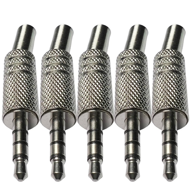 CESS 3.5mm 4-Pole TRRS Male Construction Plug Repair Headphone Jack Audio Soldering (5 Pack) - Image 1
